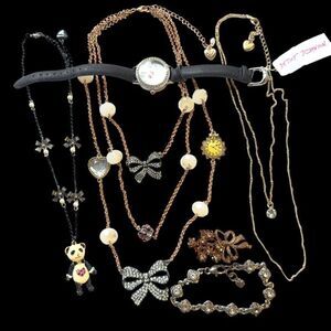 BETSY JOHNSON Jewelry 6 Piece Lot Colorful Bear Floral Rhinestone Embellished Br